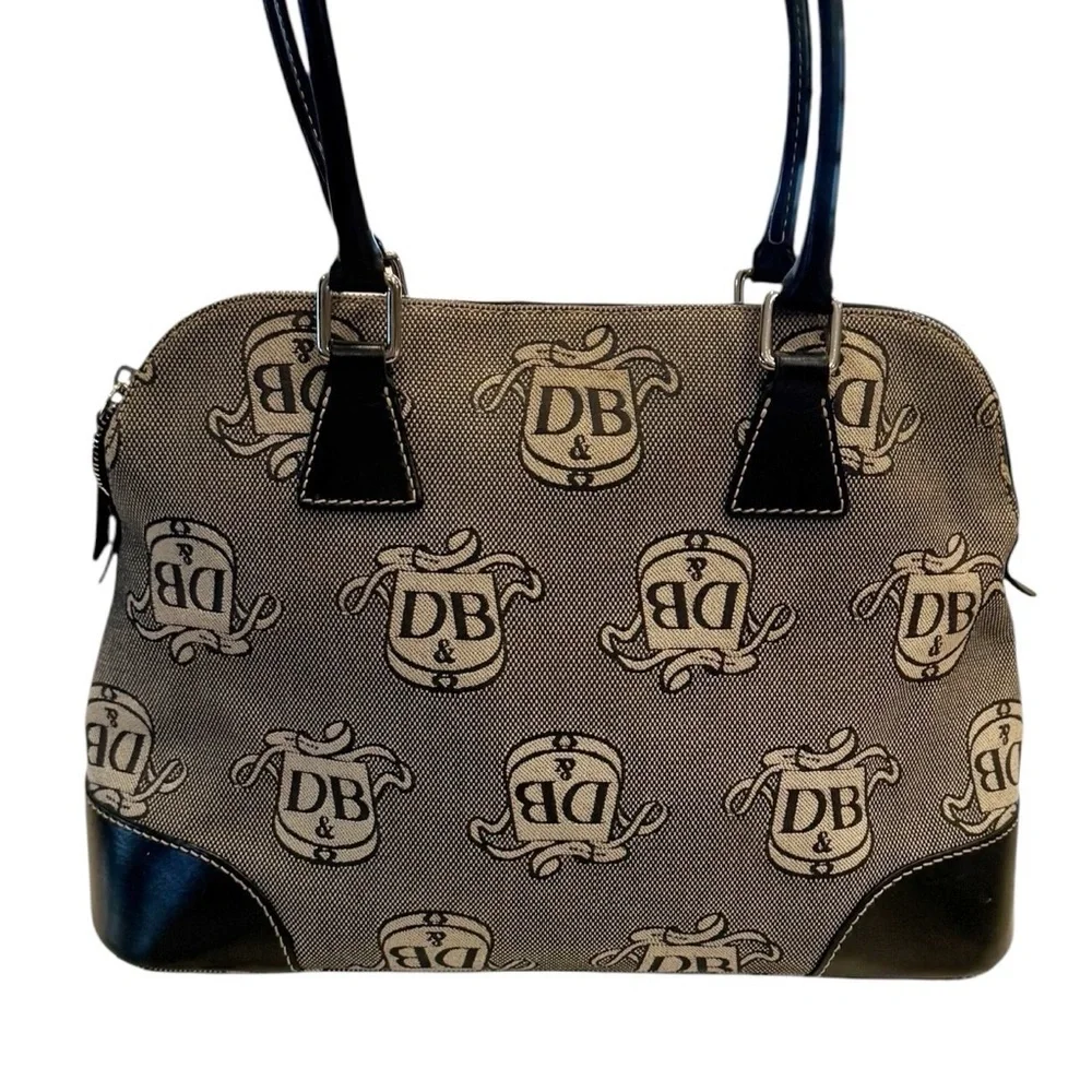 Dooney & Bourke Large Donegal Crest Logo Dome Satchel Bag Brown Tan Wristlet